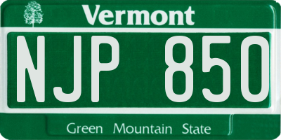 VT license plate NJP850