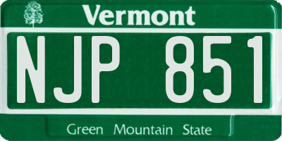 VT license plate NJP851