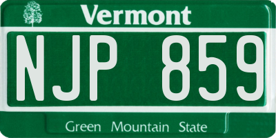 VT license plate NJP859