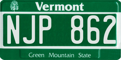 VT license plate NJP862