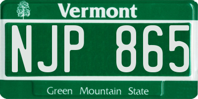 VT license plate NJP865