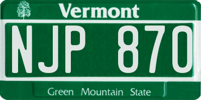 VT license plate NJP870