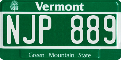 VT license plate NJP889