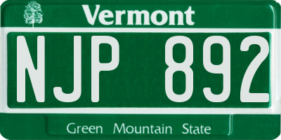 VT license plate NJP892
