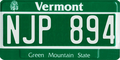 VT license plate NJP894