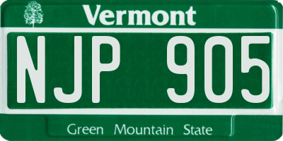 VT license plate NJP905