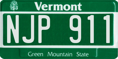 VT license plate NJP911