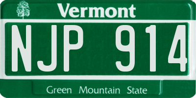 VT license plate NJP914
