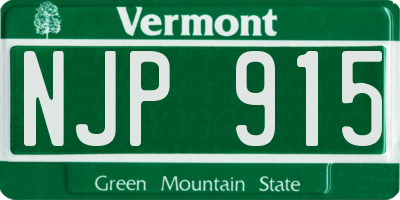 VT license plate NJP915
