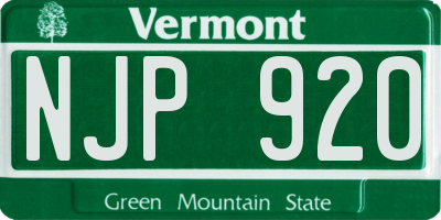 VT license plate NJP920