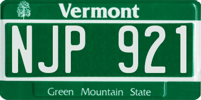VT license plate NJP921