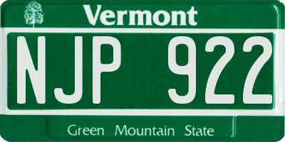 VT license plate NJP922