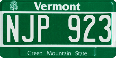 VT license plate NJP923