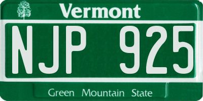 VT license plate NJP925