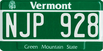 VT license plate NJP928