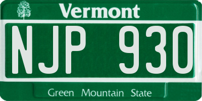 VT license plate NJP930