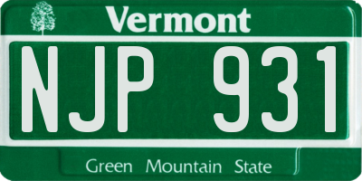 VT license plate NJP931