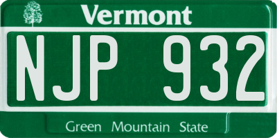 VT license plate NJP932