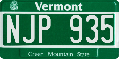 VT license plate NJP935