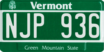 VT license plate NJP936
