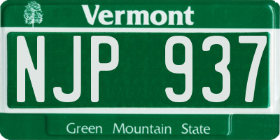 VT license plate NJP937