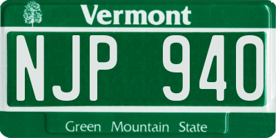 VT license plate NJP940