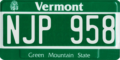 VT license plate NJP958