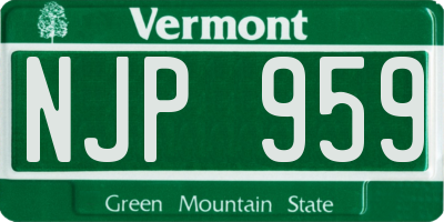 VT license plate NJP959