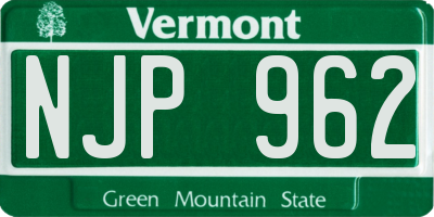 VT license plate NJP962