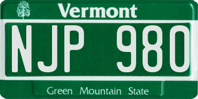 VT license plate NJP980