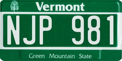 VT license plate NJP981