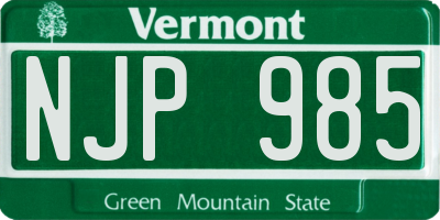 VT license plate NJP985