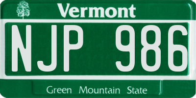 VT license plate NJP986