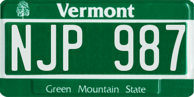 VT license plate NJP987