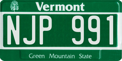 VT license plate NJP991