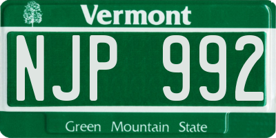 VT license plate NJP992