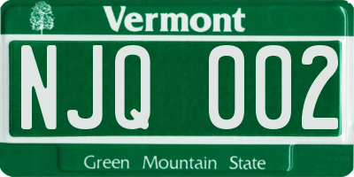 VT license plate NJQ002