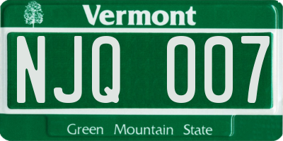 VT license plate NJQ007