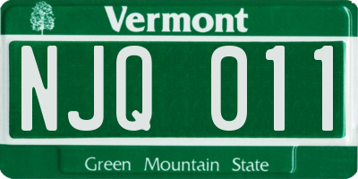VT license plate NJQ011