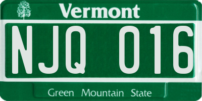 VT license plate NJQ016