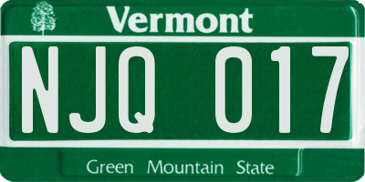 VT license plate NJQ017