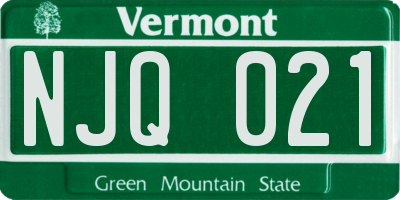 VT license plate NJQ021