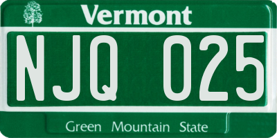 VT license plate NJQ025