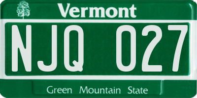VT license plate NJQ027