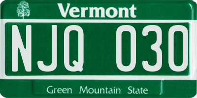 VT license plate NJQ030