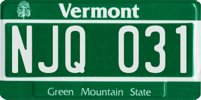 VT license plate NJQ031
