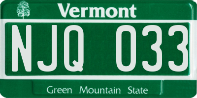 VT license plate NJQ033