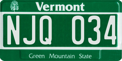 VT license plate NJQ034