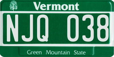 VT license plate NJQ038