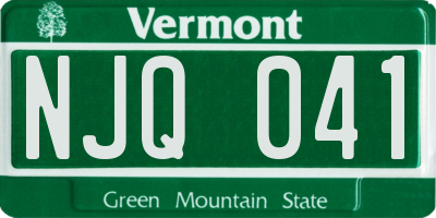 VT license plate NJQ041